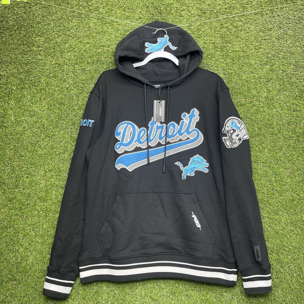 Pro Standard Detroit Lions Hoodie Mens Small Heavy Classic Chenille Black NWT